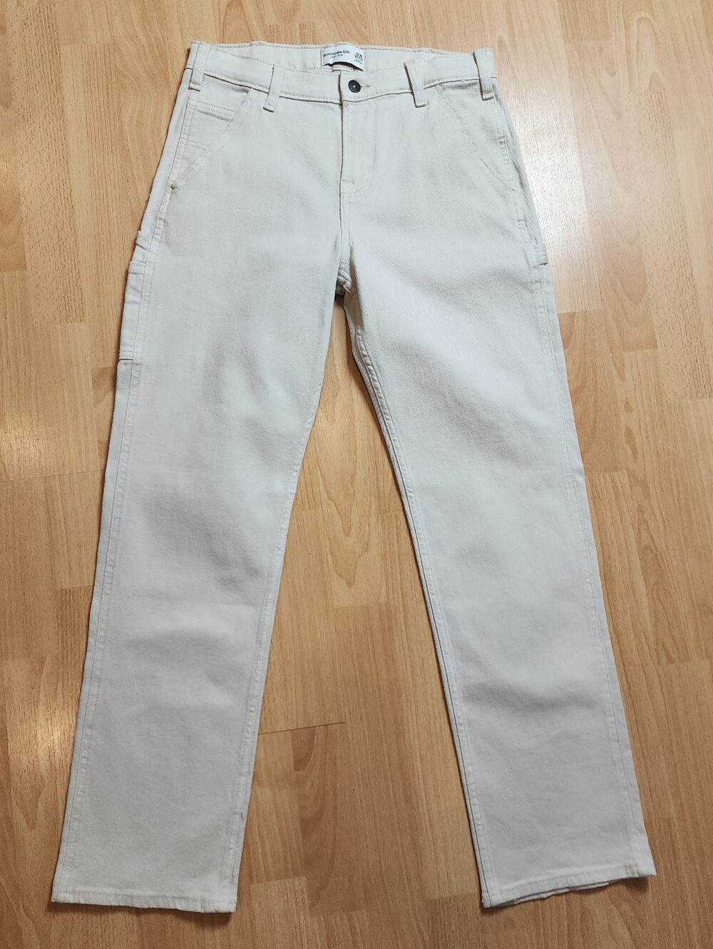 Abercrombie Kids 15/16 Unisex Cream Loose Carpenter Jeans 30" Inseam